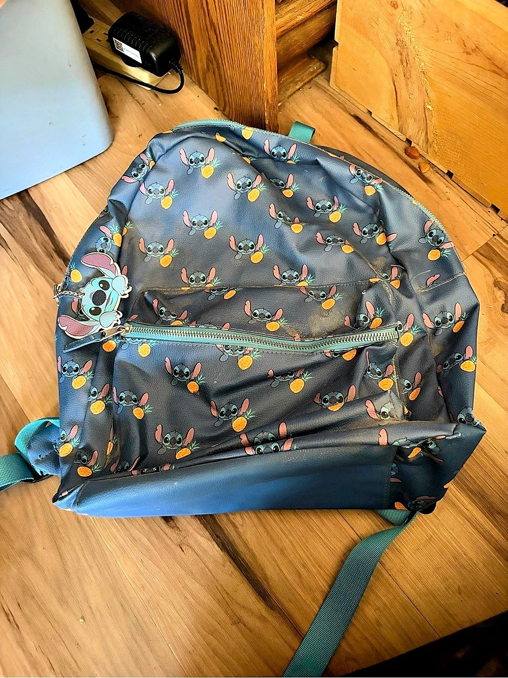 Disney Lilo & Stitch Pineapple Backpack Gray & Blue and key chain